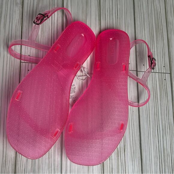 Old Navy Girl's Jelly  Neon Pink Ankle Strap Flat Summer Sandals   Sz 5  NWT - Picture 4 of 9